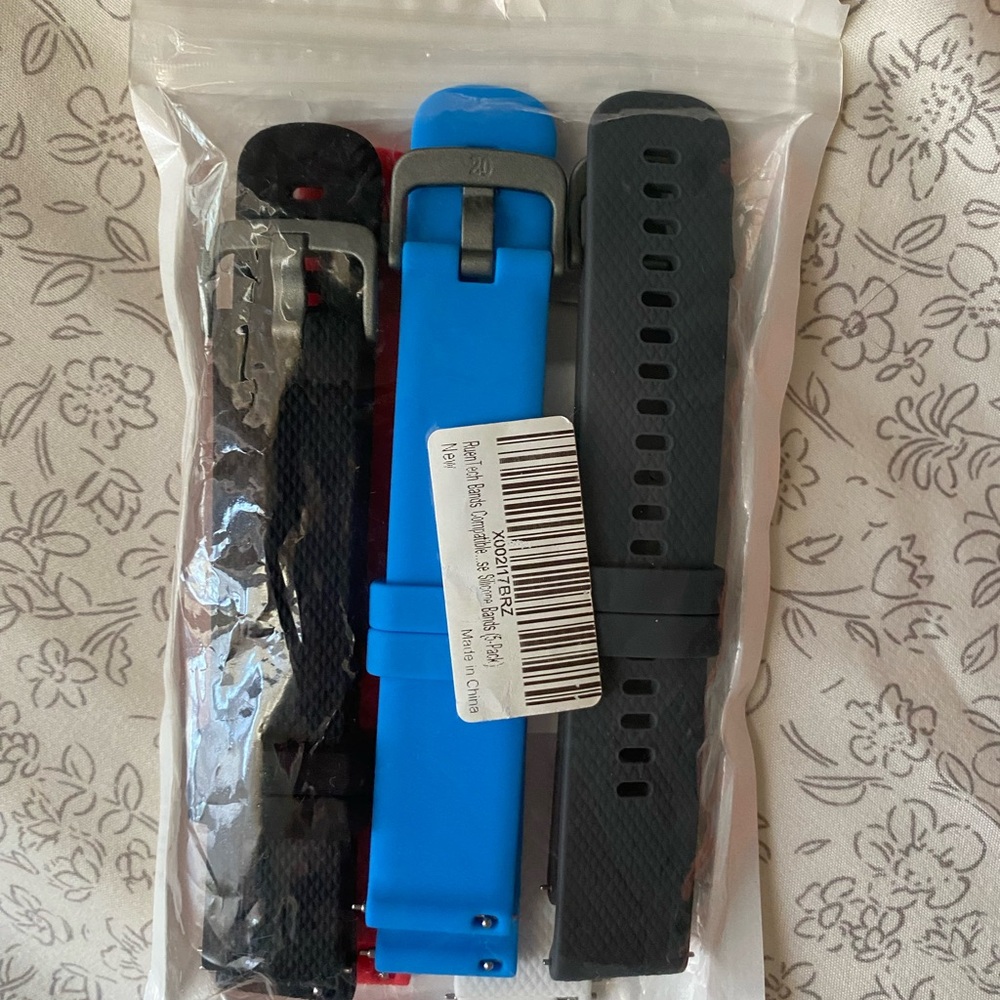 Set of Five Watch Bands - Black, Blue, Red & White